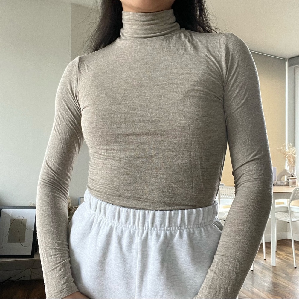 Mango beige/tan turtleneck top